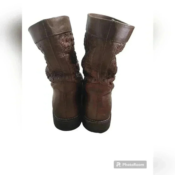 Frye Shirley Woven Huarache Mid Brown Leather Mid Cowboy Boots Womens 7.5 - Picture 4 of 5